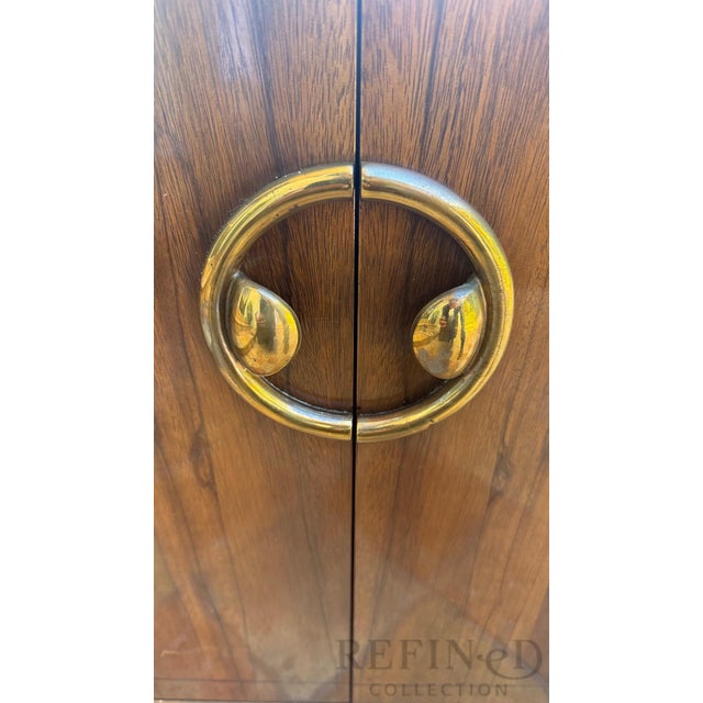 Pair of Mastercraft Grand Rapids Brass-Banded Walnut Nightstands, Circa 1970s–1980s For Sale - Image 11 of 17