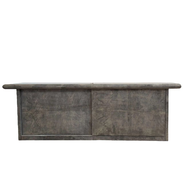 Aldo Tura Goatskin Credenza, Italy 1970. Very rare gray color. Credenza is in beautiful condition.
