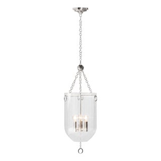 Roxie Fluted Glass Pendant, Polished Nickel For Sale