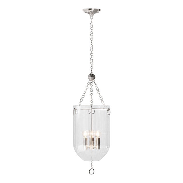 Roxie Fluted Glass Pendant, Polished Nickel For Sale