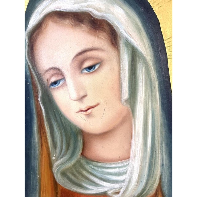Large Religious Triptych Virgin Mary, 1800s For Sale - Image 9 of 15