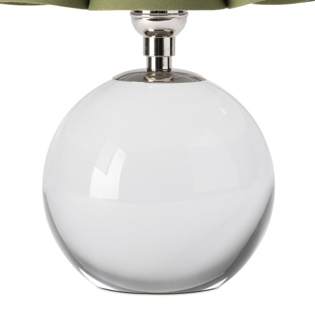 Regina Andrew Giorgio Crystal Mini Lamp, Polished Nickel with Olive Scalloped Shade For Sale - Image 4 of 6