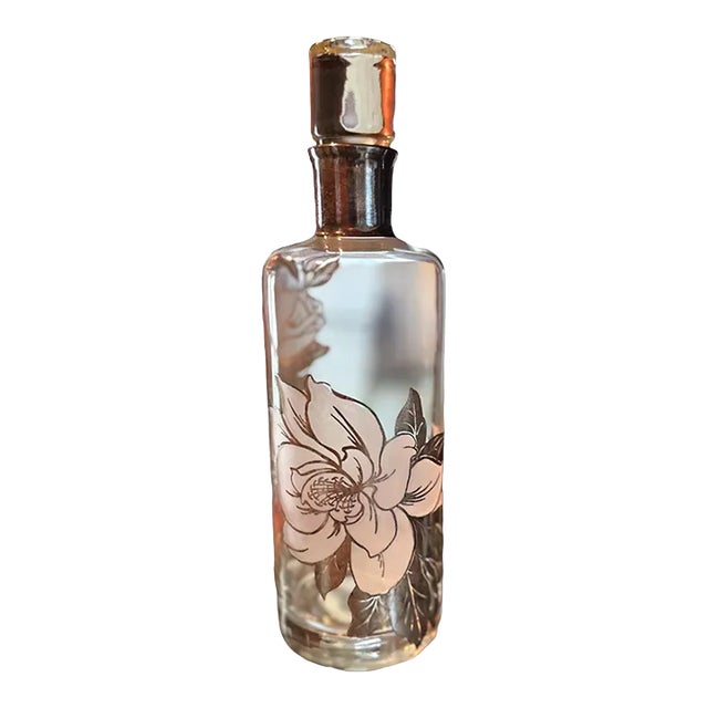 Vintage Decanter Sterling Silver Overlay Rockwell 1950’s For Sale