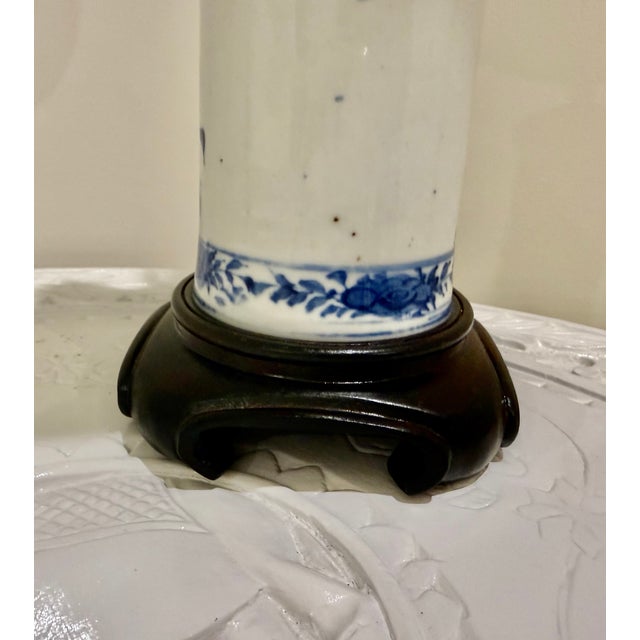 Blue Late 19th Century Chinese Blue and White Small Porcelain Lamps - Pair For Sale - Image 8 of 11