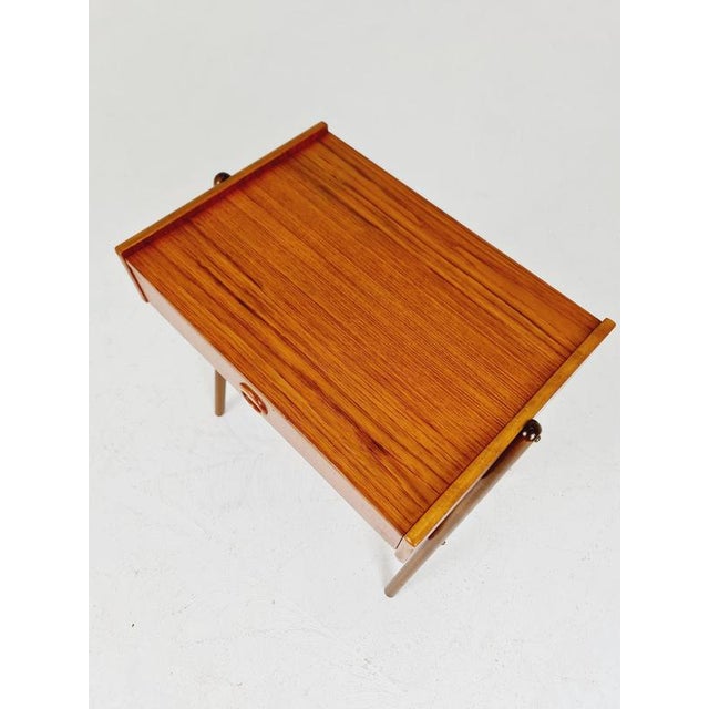 Mid-Century Modern Danish Bedside Table in Rattan and Teak For Sale - Image 4 of 14