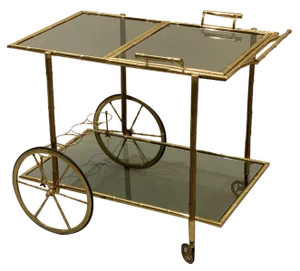 Faux Bamboo & Brass Bar Trolley from Maison Bagues, 1970s