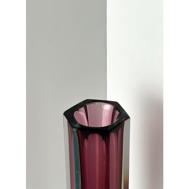 Murano Glass Faceted Sommerso Vase by Mandruzzato, 1960s For Sale - Image 4 of 8