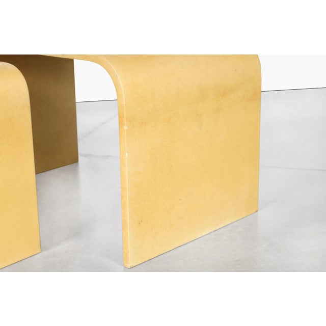 Vintage Italian Modern Goatskin Waterfall Nesting Tables by Aldo Tura, 1970s For Sale In Los Angeles - Image 6 of 12