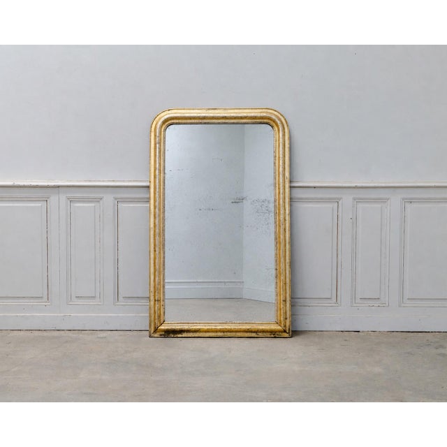 Gold Antique Late 19th Century Louis Philippe Mercury Mirror in Gold Gilding For Sale - Image 8 of 8