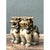 This pair of vintage ceramic Foo Dog guardian statues captures the traditional, protective character of the mythological...
