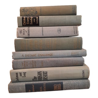 Vintage Library Book Stack Color Collection Gray Grey For Sale