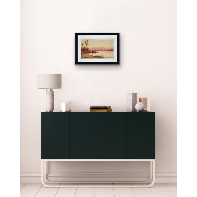 Edwin Lord Weeks, Travellers by a River Nile Tributary at Sundown, Egypt, 1800s, Watercolor & Paper For Sale - Image 15 of 18