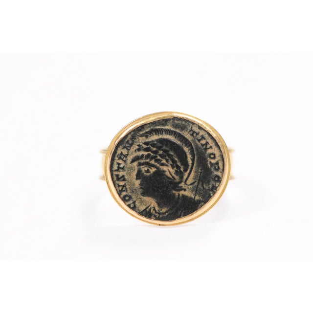 Metal 21 Karat Ring W/ Bronze Coin Portrait, Size 7.75 For Sale - Image 7 of 10