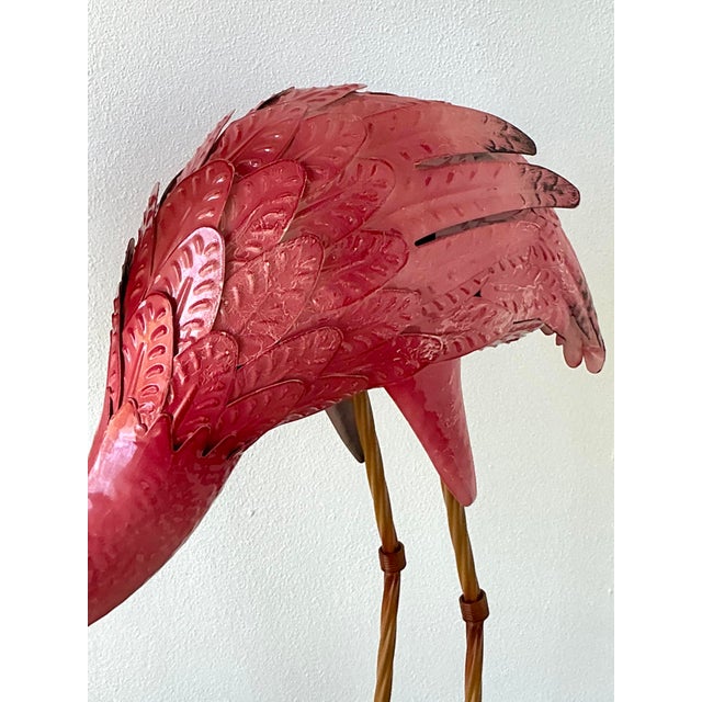 Vintage Boho Painted Metal Flamingos - Set of 2 For Sale In West Palm - Image 6 of 12