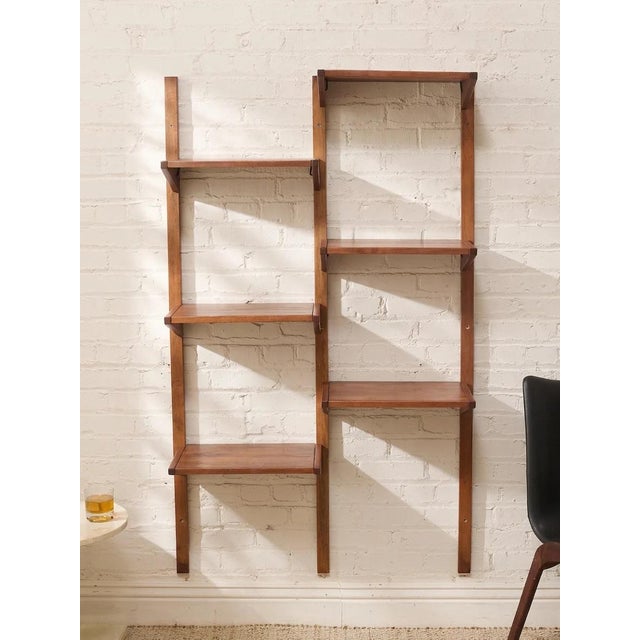 Wood Restored Vintage Mid-Century Modern Wall Unit Shelf For Sale - Image 7 of 9