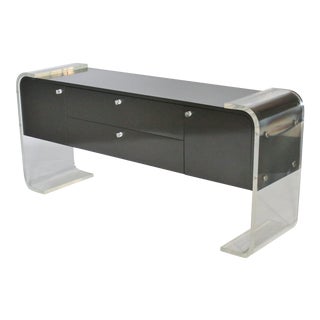 Lucite and Lacquered Wood Sideboard For Sale