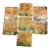 Vintage Gold & Green Capiz Shell Mosaic Coasters, Set of 7 For Sale