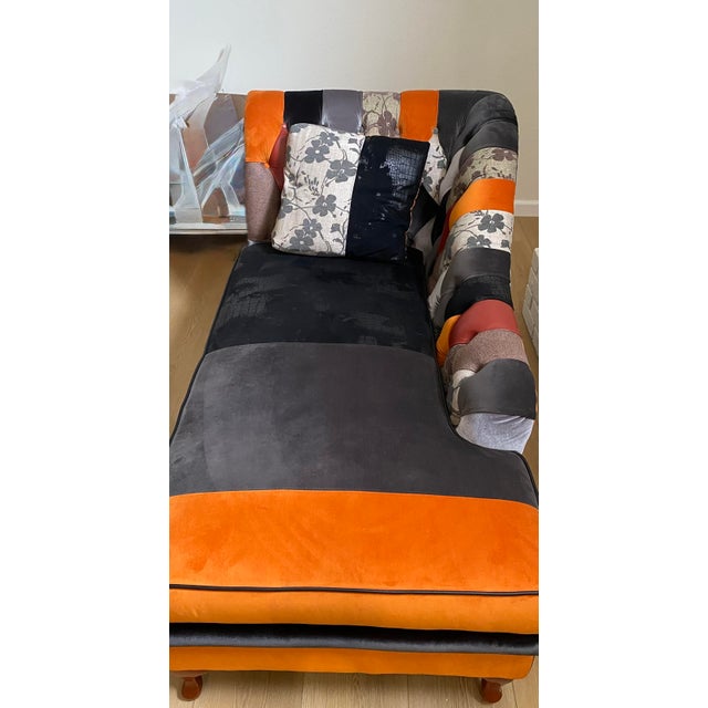 Attributed to Jan Frantzen Baldwin Chaise with classic form and contemporary color palette of orange, gray, black and...