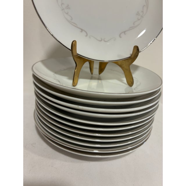Vintage Kimberly Fine China "Trianon" Platinum Trim Bread Plates, Set of 12, Japan For Sale - Image 10 of 13