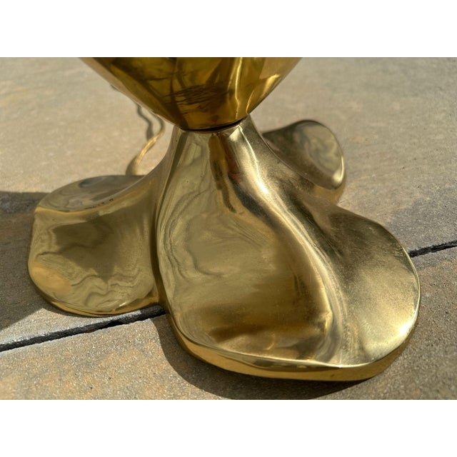 1970s Pair of Sculptural Mid-Century Table Lamps With Lucite-Style Shades & Brass Bases For Sale - Image 18 of 18