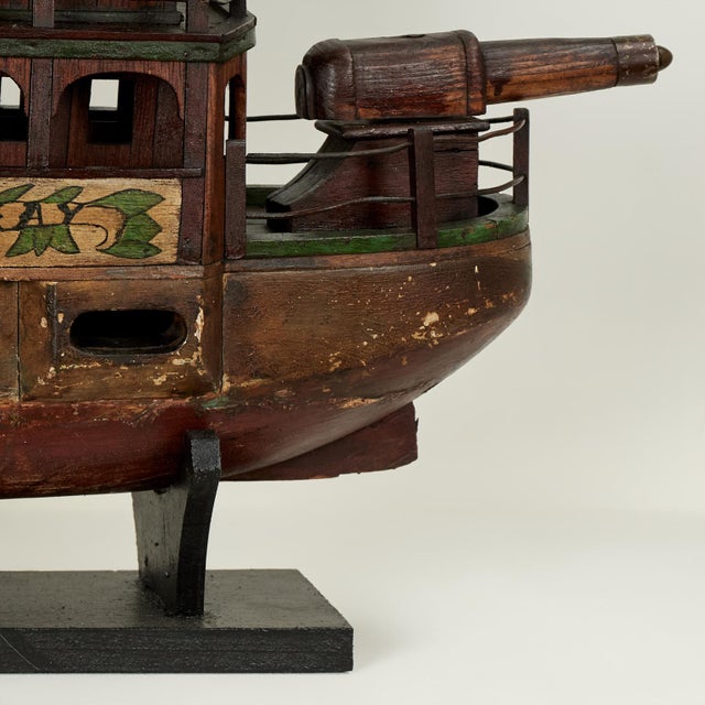 Antique Folk Art Boat Model For Sale - Image 10 of 15