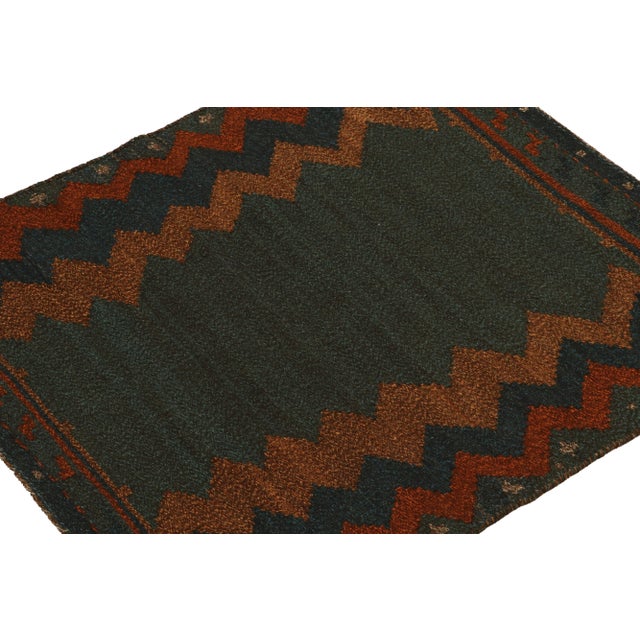 Traditional 1980s Vintage Sofreh Kilim Rug in Blue and Brown With Chevron Tribal Patterns For Sale - Image 3 of 7