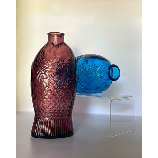 Vintage Pressed Glass Fish Bottles- A Pair For Sale - Image 9 of 9
