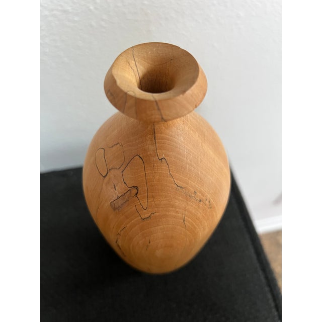 Studio Craft Turned Solid Beech Wood Vase / Sculptural Vessel For Sale - Image 4 of 6