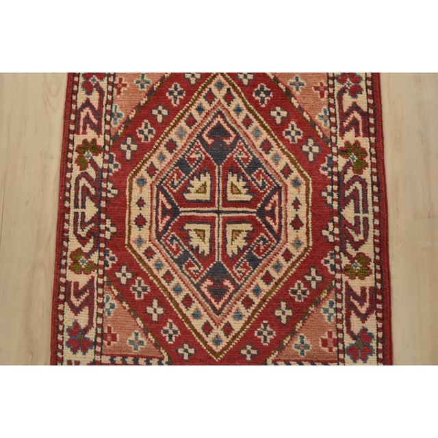 2020s Kazak Runner 2’1” X 6’1” Red Wool Tribal Hand-Knotted Oriental Rug For Sale - Image 5 of 11