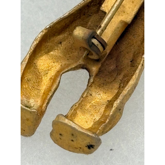 Late 20th Century Vintage Allison Mager Style Gold Tone Baby Brooch Unique Statement Costume Jewelry Piece For Sale - Image 5 of 10