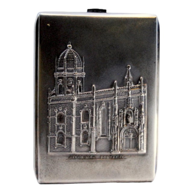 Silver Cigarette Case with the Jerónimos Monastery in High Relief For Sale