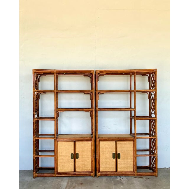 Vintage Bamboo Fretwork Etagere - A Pair For Sale In West Palm - Image 6 of 12