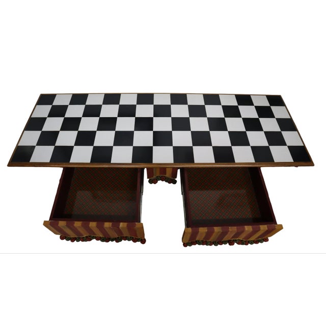 Hand Painted MacKenzie-Childs Rock Collection Courtly Check Accent Table For Sale - Image 9 of 14