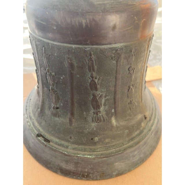 Antique Bronze Chapel Bell With Ornate Floral Relief and Rich Patina For Sale In San Francisco - Image 6 of 10