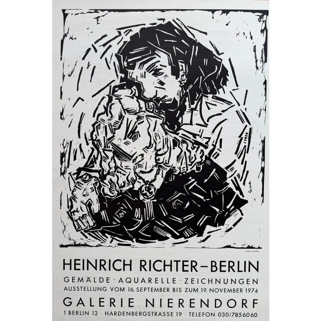 Abstract Heinrich Richter (1920–2007), Pärchen, Galerie Nierendorf Berlin, 1974, Vintage Exhibition Poster, Printed in Germany For Sale - Image 3 of 10