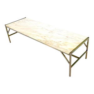 Brass Frame Marble Top Rectangular Coffee Table McCobb Attributed