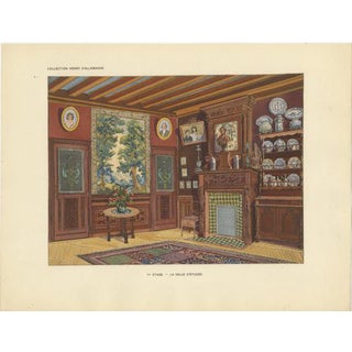French Art Nouveau Interior Study with Delft Faience Collection, 1900 For Sale