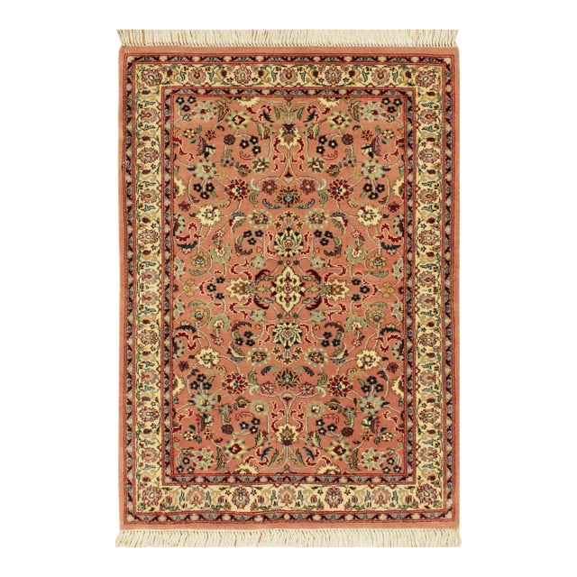 Shabby Chic 1990's Pak-Persian Pink/Beige Wool Rug - 2'7'' X 4'2'' For Sale