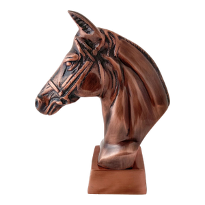 Antique Copper Finish Metal Horse Bust Sculptures