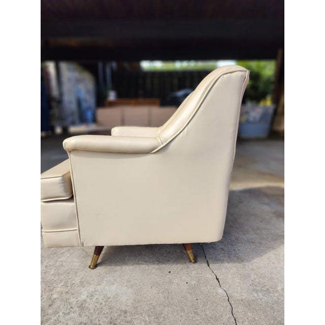 Vintage 1950s Midcentury Modern Pontiac Chair Co for Montgomery Ward White Swivel Rocking Chair For Sale - Image 12 of 12