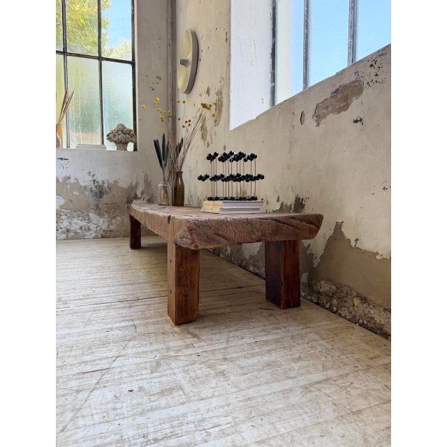 Brutalist Oak Coffee Table Bench, 1950s For Sale - Image 11 of 18