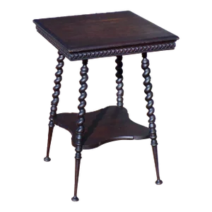 Antique 19th C Victorian Solid Oak Barley Twist Table Plant Stand Parlor Table