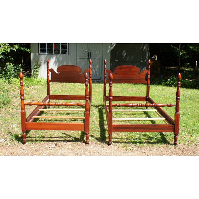 Vintage Pair Cherry Poster Beds Twin Bed Frames For Sale - Image 12 of 12
