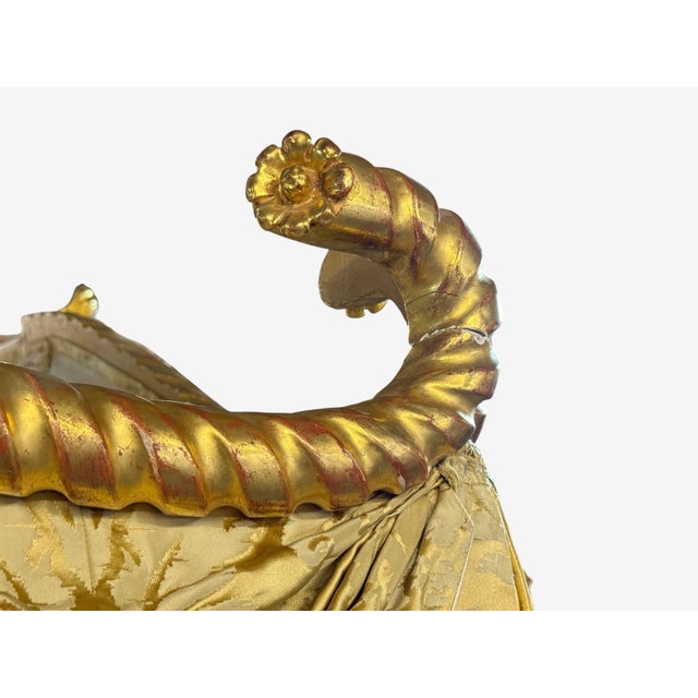 Gold George Iii, Mahogany, Gilt-Wood, Silk, Canopy Bed, England C. 1880s For Sale - Image 8 of 18