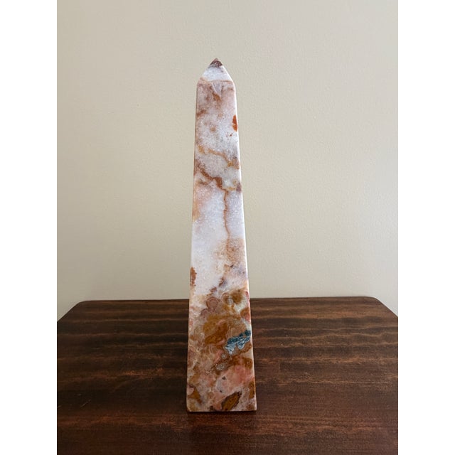 Neoclassical Solid Marble Onyx Green and Brown Obelisk For Sale In South Bend - Image 6 of 10