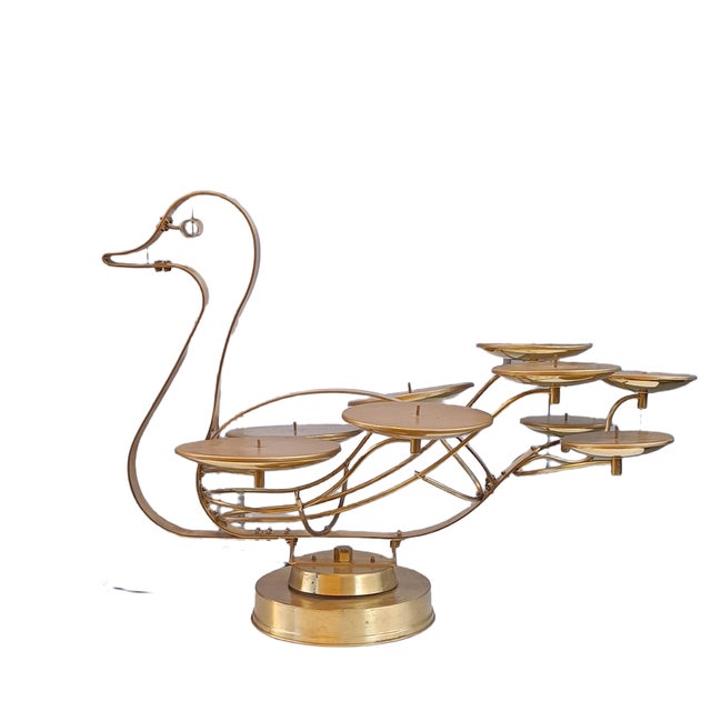 Large Swan-Shaped Brass Cake Holder, 1970s For Sale - Image 12 of 12
