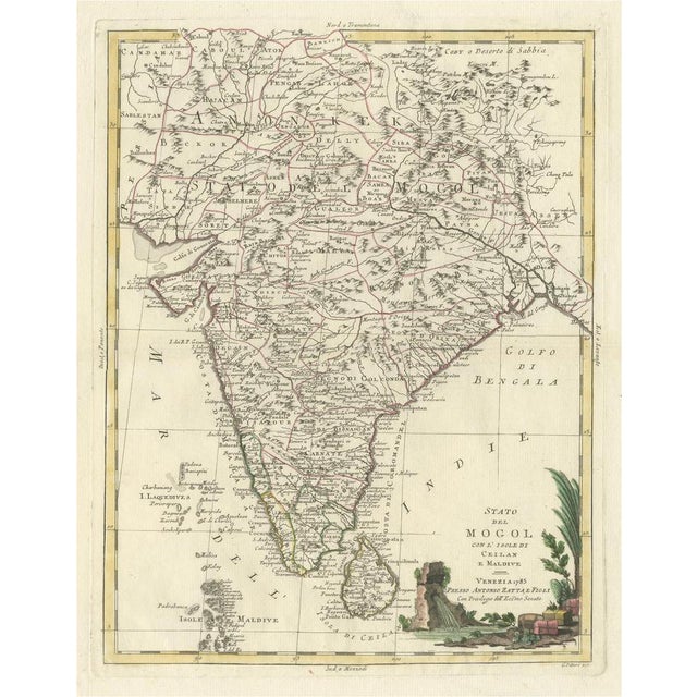 Antique Map of India, Ceylon and the Maldives, 1785 For Sale