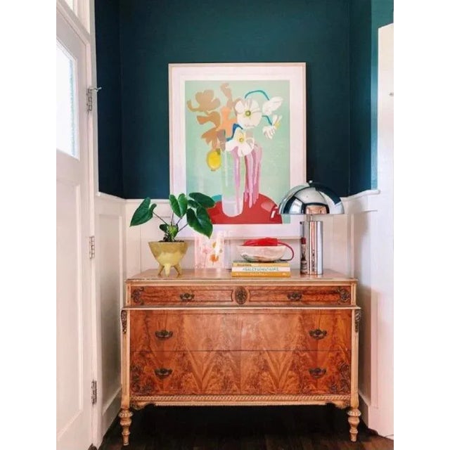 This is a fine art Giclee print on paper titled "Japanese Anemones Bouquet With Lemon". It features a lively hard-edge...