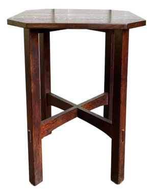 1900s Arts and Crafts Oak Clip-Corner Lamp or Side Table Attributed to L&jg Stickley