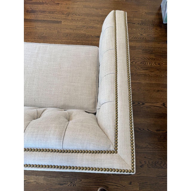 Textile 3 Piece Sectional With Nailhead Detail For Sale - Image 7 of 8